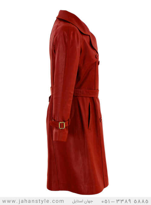 پالتو چرم طبیعی زنانه قرمز