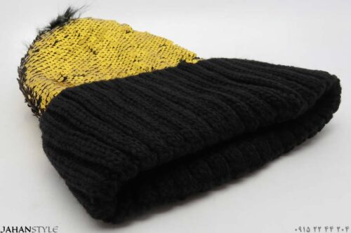 کلاه پولکی دو رنگ (زرد و مشکی) دخترانه خرید به صورت اینترنتی