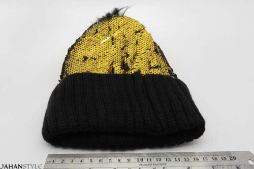 کلاه پولکی دو رنگ (زرد و مشکی) دخترانه خرید به روش اینترنتی