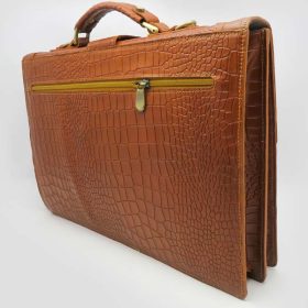 کیف اداری چرم طبیعی رنگ عسلی