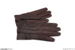 دستکش چرم طبیعی زنانه قهوه‌ای تیره