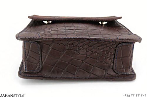 کیف چرم طرح کروکودیلی قهوه ایش