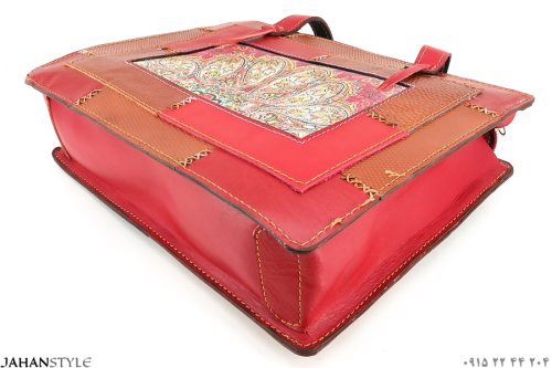 کیف دستی چرم طبیعی چهل‌تکه ترمه دوزی - Image 9