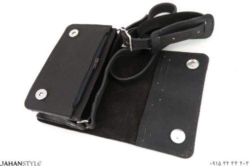 کیف دوشی کوچک زنانه چرم طبیعی مشکی - Image 10