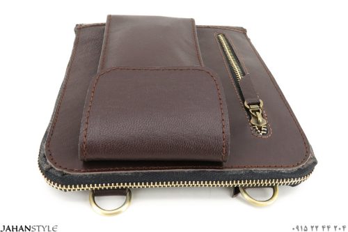 کیف مدارک اسپرت چرم طبیعی دور زیپ - Image 5