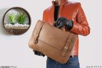 کیف اداری دوطرفه چرم طبیعی گاوی کرم - Image 9