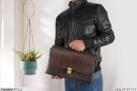 کیف اداری اسپرت چرم طبیعی قهوه‌ای - Image 2