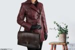 کیف اداری اسپرت چرم طبیعی قهوه‌ای - Image 3