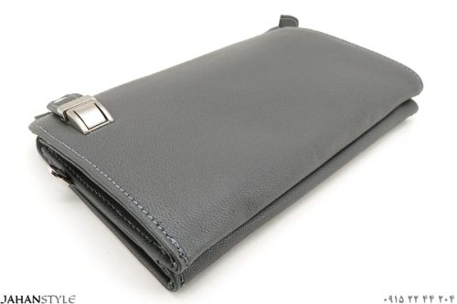کیف دستی و دوشی اسپرت چرم طبیعی طوسی - Image 6