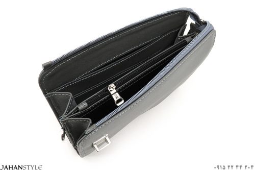 کیف دستی و دوشی اسپرت چرم طبیعی طوسی - Image 7