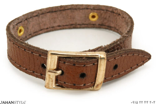 دستبند سگک دار چرم قهوه‌ای