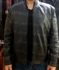 کاپشن چرم طبیعی مشکی مردانه
