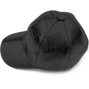 کلاه نقاب دار چرم طبیعی رنگ مشکی طرح پوست مار