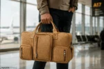 ساک مسافرتی چرم طبیعی کنفی کرم