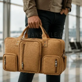 ساک مسافرتی چرم طبیعی کنفی کرم