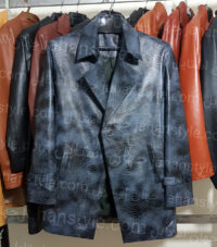 نیم پالتو پیتون سرمه ای چرم طبیعی مردانه