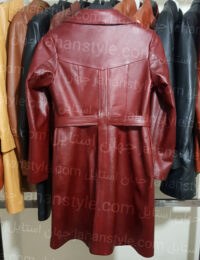 مانتو زرشکی چرم اصلی زنانه