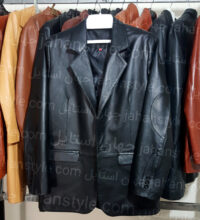 کت دو دکمه چرم طبیعی مردانه رنگ مشکی