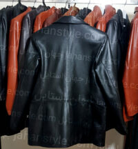 کت سه دکمه مشکی چرم اصلی مردانه