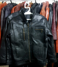 کاپشن مشکی مردانه چرم طبیعی