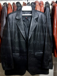 کت دو دکمه مردانه مشکی چرم طبیعی