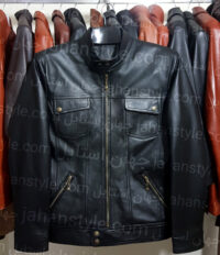 کاپشن چرم اصلی مردانه مشکی