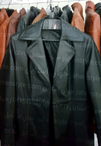 پالتو مشکی چرم طبیعی زنانه