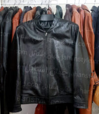 کاپشن پیتون مشکی چرم اصلی مردانه