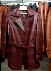 نیم پالتو زرشکی چرم اصلی مردانه