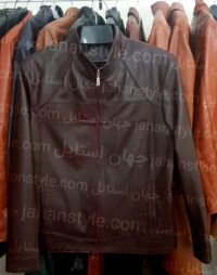 کاپشن زرشکی چرم طبیعی مردانه