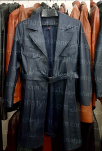 پالتو سرمه ای چرم اصلی زنانه