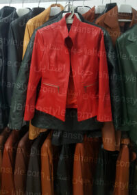 کت قرمز چرم اصلی زنانه