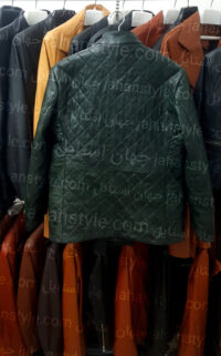 کاپشن سبز مردانه دوخت لوزی چرم طبیعی