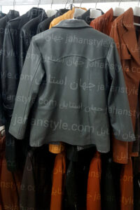 کت سه دکمه طوسی مردانه چرم طبیعی