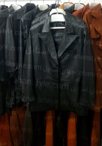 کت دو دکمه مشکی مردانه چرم اصلی