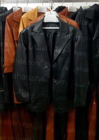 کت مشکی دو دکمه چرم اصلی مردانه