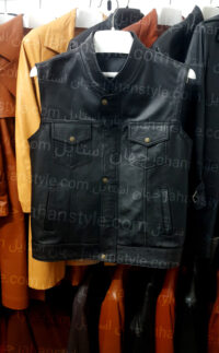 جلیقه مشکی چرم طبیعی مردانه