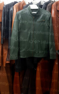 کاپشن چرم طبیعی سبز مردانه