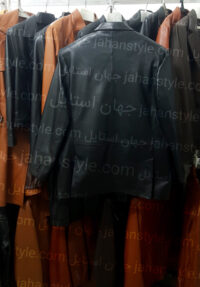 کت سه دکمه مشکی چرم طبیعی مردانه پشت دو چاک