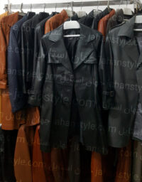 پالتو مشکی چرم طبیعی زنانه