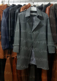 نیم پالتو طوسی چرم طبیعی مردانه