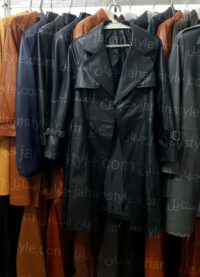 پالتو مشکی چرم طبیعی زنانه