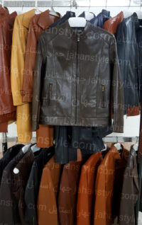 کاپشن قهوه ای تیره مردانه چرم اصلی