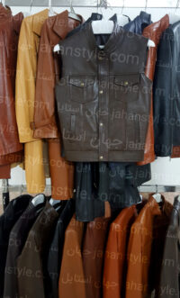 جلیقه قهوه ای تیره چرم اصلی مردانه