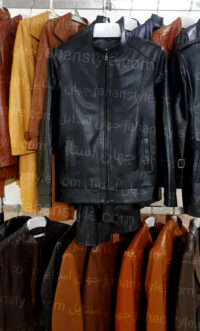 کاپشن مشکی چرم طبیعی مردانه