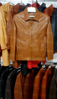 کاپشن عسلی مردانه چرم طبیعی