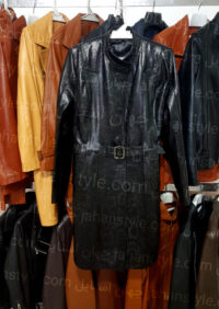 پالتو پیتون طرح پوست مار مشکی چرم طبیعی زنانه