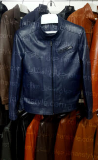 کاپشن سرمه ای مردانه چرم طبیعی