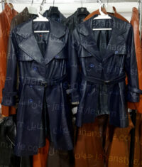 مانتو سرمه ای چرم اصلی زنانه