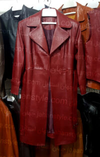 مانتو زرشکی چرم اصلی زنانه